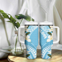 Aloha Hawaii Festive Tumbler With Handle Frangipani Lace Classic - Turquoise LT7 - Polynesian Pride