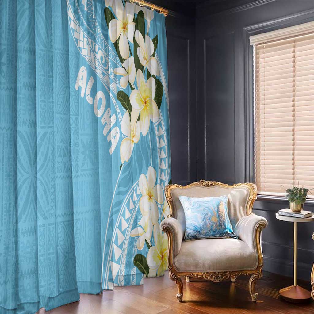 Aloha Hawaii Festive Window Curtain Frangipani Lace Classic - Turquoise LT7 - Polynesian Pride