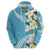 Aloha Hawaii Festive Zip Hoodie Frangipani Lace Classic - Turquoise