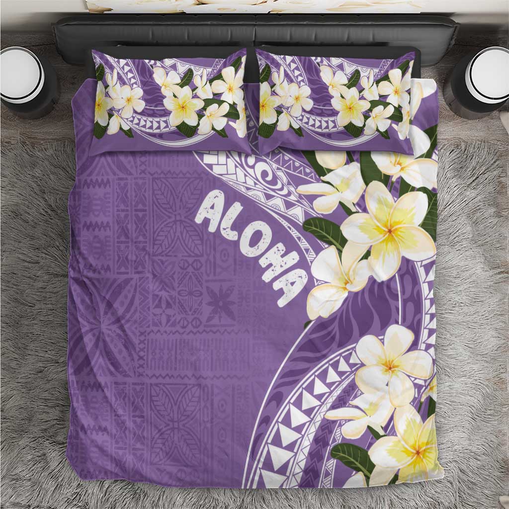 Aloha Hawaii Festive Bedding Set Frangipani Lace Classic - Lavender