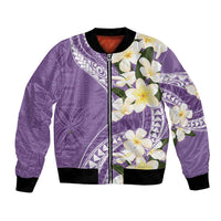 Aloha Hawaii Festive Bomber Jacket Frangipani Lace Classic - Lavender LT7 Unisex Lavender - Polynesian Pride