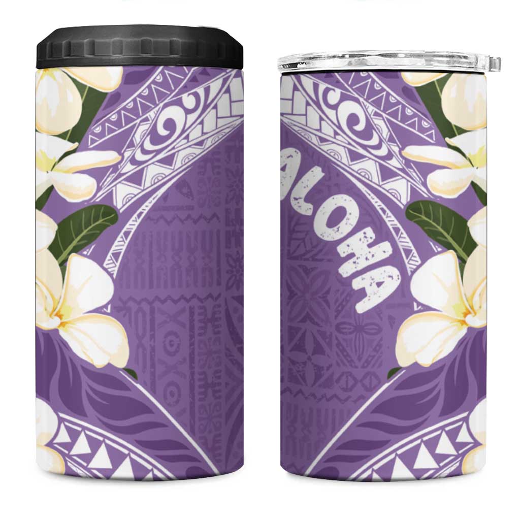 Aloha Hawaii Festive 4 in 1 Can Cooler Tumbler Frangipani Lace Classic - Lavender LT7 One Size: 16 oz Lavender - Polynesian Pride