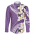 Aloha Hawaii Festive Family Matching Long Sleeve Bodycon Dress and Hawaiian Shirt Frangipani Lace Classic - Lavender