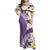 Aloha Hawaii Festive Family Matching Off Shoulder Maxi Dress and Hawaiian Shirt Frangipani Lace Classic - Lavender