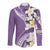 Aloha Hawaii Festive Long Sleeve Button Shirt Frangipani Lace Classic - Lavender