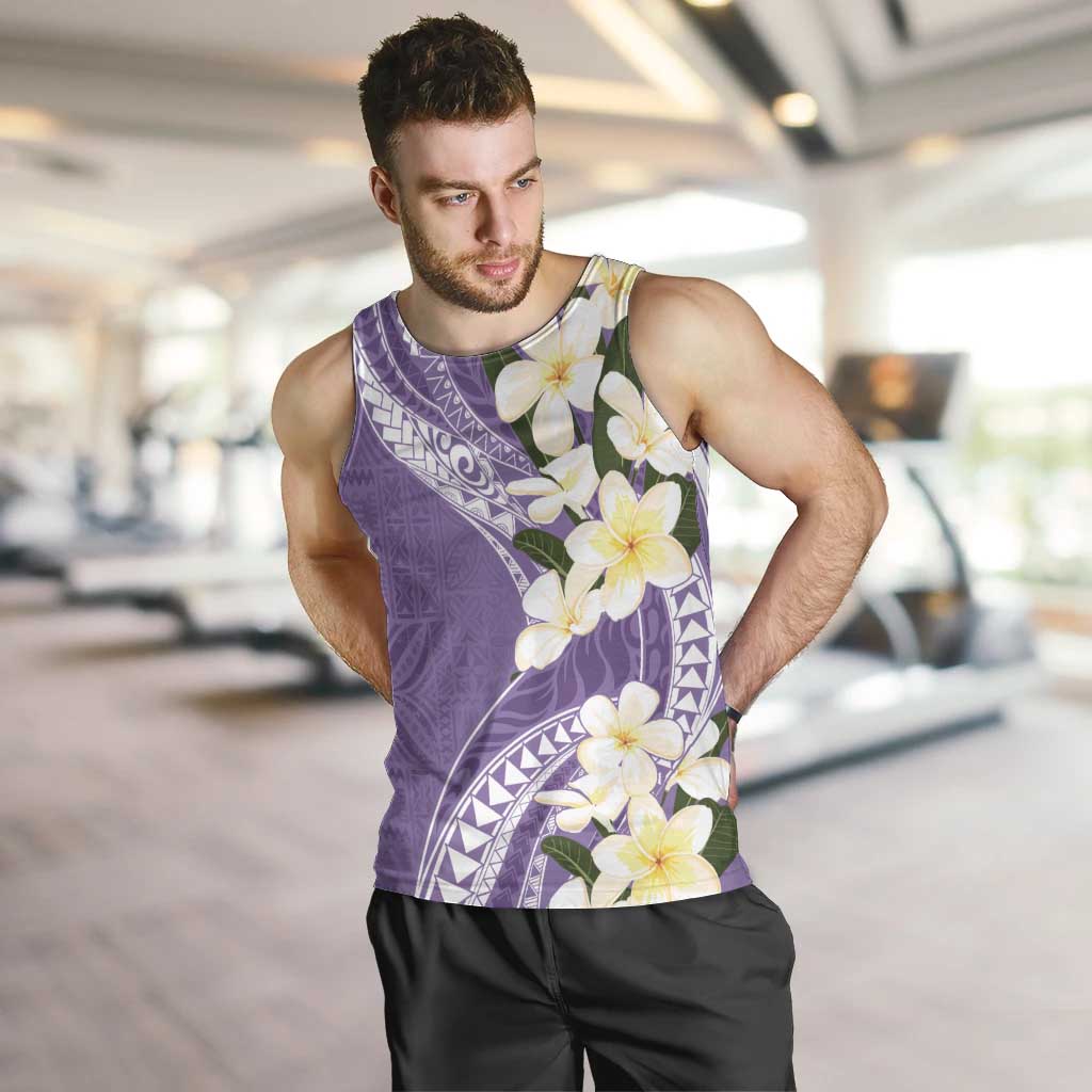 Aloha Hawaii Festive Men Tank Top Frangipani Lace Classic - Lavender LT7 Lavender - Polynesian Pride