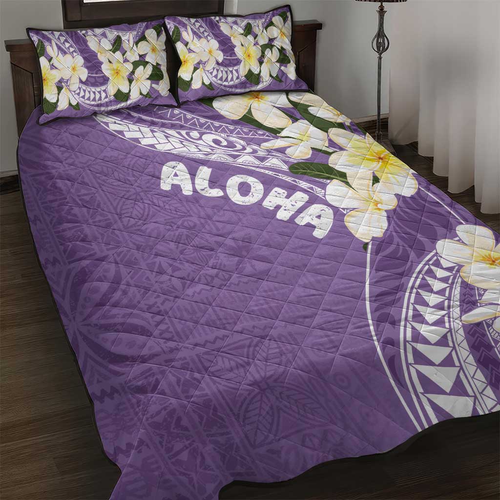 Aloha Hawaii Festive Quilt Bed Set Frangipani Lace Classic - Lavender LT7 Lavender - Polynesian Pride