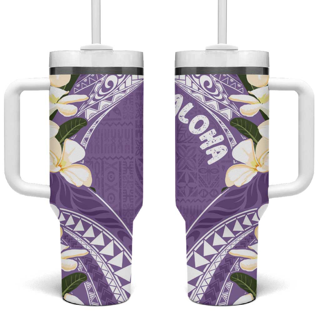 Aloha Hawaii Festive Tumbler With Handle Frangipani Lace Classic - Lavender LT7 One Size: 40 oz Lavender - Polynesian Pride