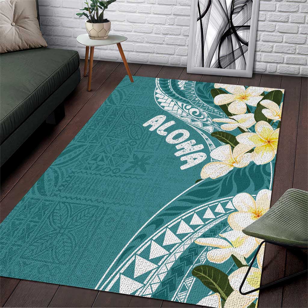 Aloha Hawaii Festive Area Rug Frangipani Lace Classic - Teal LT7 Teal - Polynesian Pride