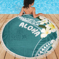 Aloha Hawaii Festive Beach Blanket Frangipani Lace Classic - Teal LT7 - Polynesian Pride