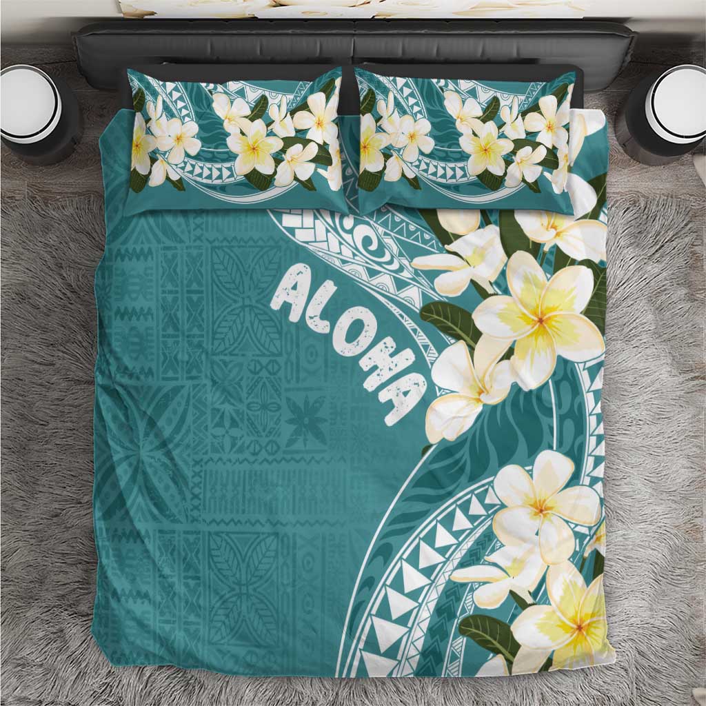 Aloha Hawaii Festive Bedding Set Frangipani Lace Classic - Teal LT7 Teal - Polynesian Pride