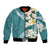 Aloha Hawaii Festive Bomber Jacket Frangipani Lace Classic - Teal