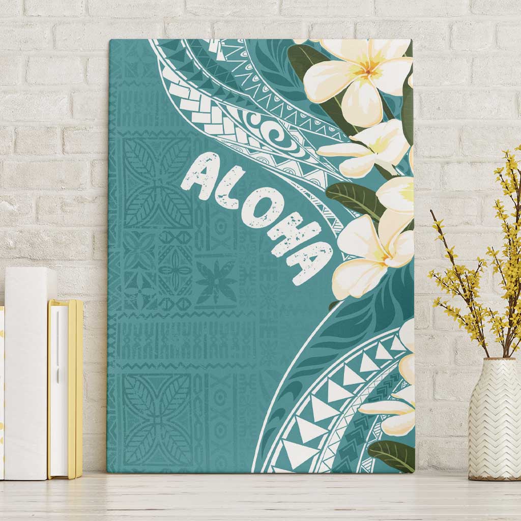 Aloha Hawaii Festive Canvas Wall Art Frangipani Lace Classic - Teal LT7 Without Frame Teal - Polynesian Pride