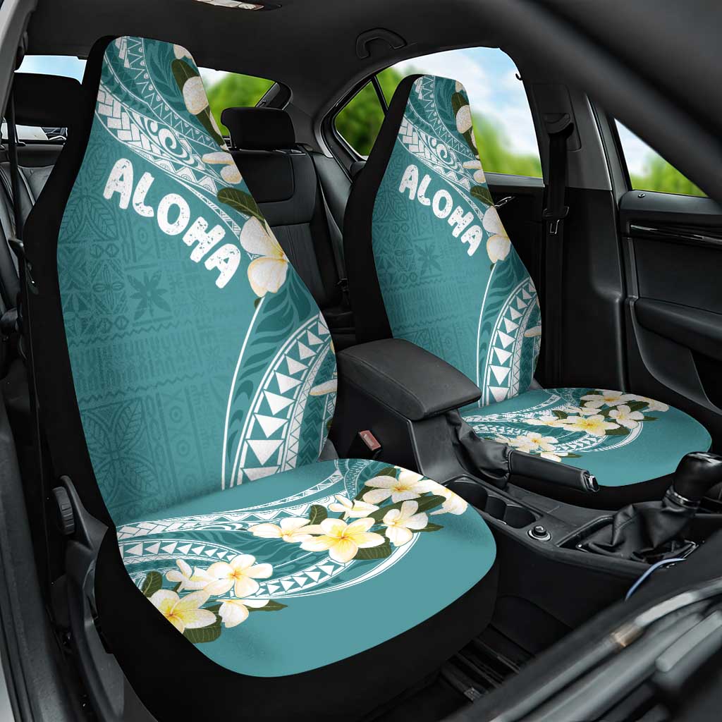 Aloha Hawaii Festive Car Seat Cover Frangipani Lace Classic - Teal LT7 One Size Teal - Polynesian Pride