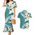 Aloha Hawaii Festive Couples Matching Mermaid Dress and Hawaiian Shirt Frangipani Lace Classic - Teal