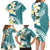 Aloha Hawaii Festive Family Matching Long Sleeve Bodycon Dress and Hawaiian Shirt Frangipani Lace Classic - Teal