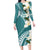 Aloha Hawaii Festive Family Matching Long Sleeve Bodycon Dress and Hawaiian Shirt Frangipani Lace Classic - Teal