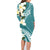 Aloha Hawaii Festive Family Matching Long Sleeve Bodycon Dress and Hawaiian Shirt Frangipani Lace Classic - Teal