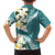 Aloha Hawaii Festive Family Matching Off The Shoulder Long Sleeve Dress and Hawaiian Shirt Frangipani Lace Classic - Teal