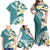 Aloha Hawaii Festive Family Matching Off Shoulder Maxi Dress and Hawaiian Shirt Frangipani Lace Classic - Teal