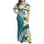 Aloha Hawaii Festive Family Matching Off Shoulder Maxi Dress and Hawaiian Shirt Frangipani Lace Classic - Teal