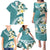 Aloha Hawaii Festive Family Matching Puletasi and Hawaiian Shirt Frangipani Lace Classic - Teal