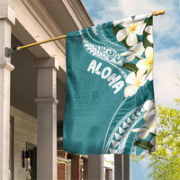 Aloha Hawaii Festive Garden Flag Frangipani Lace Classic - Teal LT7 House Flag Teal - Polynesian Pride