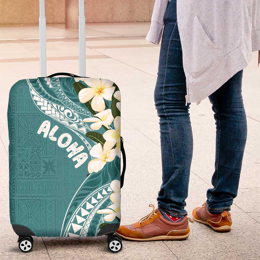 Aloha Hawaii Festive Luggage Cover Frangipani Lace Classic - Teal LT7 Teal - Polynesian Pride