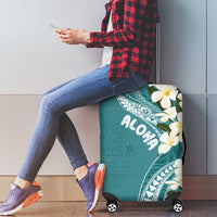 Aloha Hawaii Festive Luggage Cover Frangipani Lace Classic - Teal LT7 - Polynesian Pride