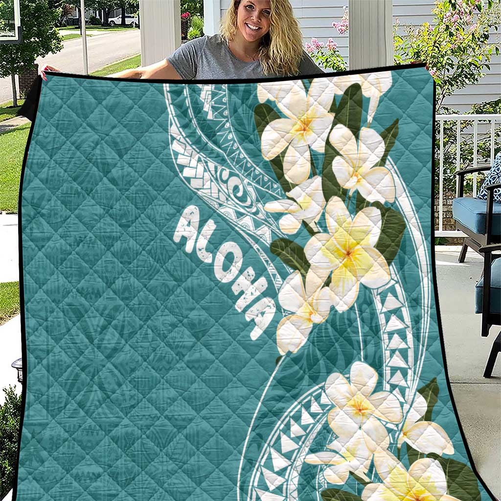Aloha Hawaii Festive Quilt Frangipani Lace Classic - Teal LT7 Teal - Polynesian Pride