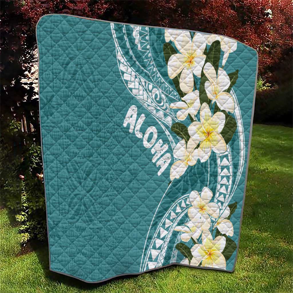 Aloha Hawaii Festive Quilt Frangipani Lace Classic - Teal LT7 - Polynesian Pride