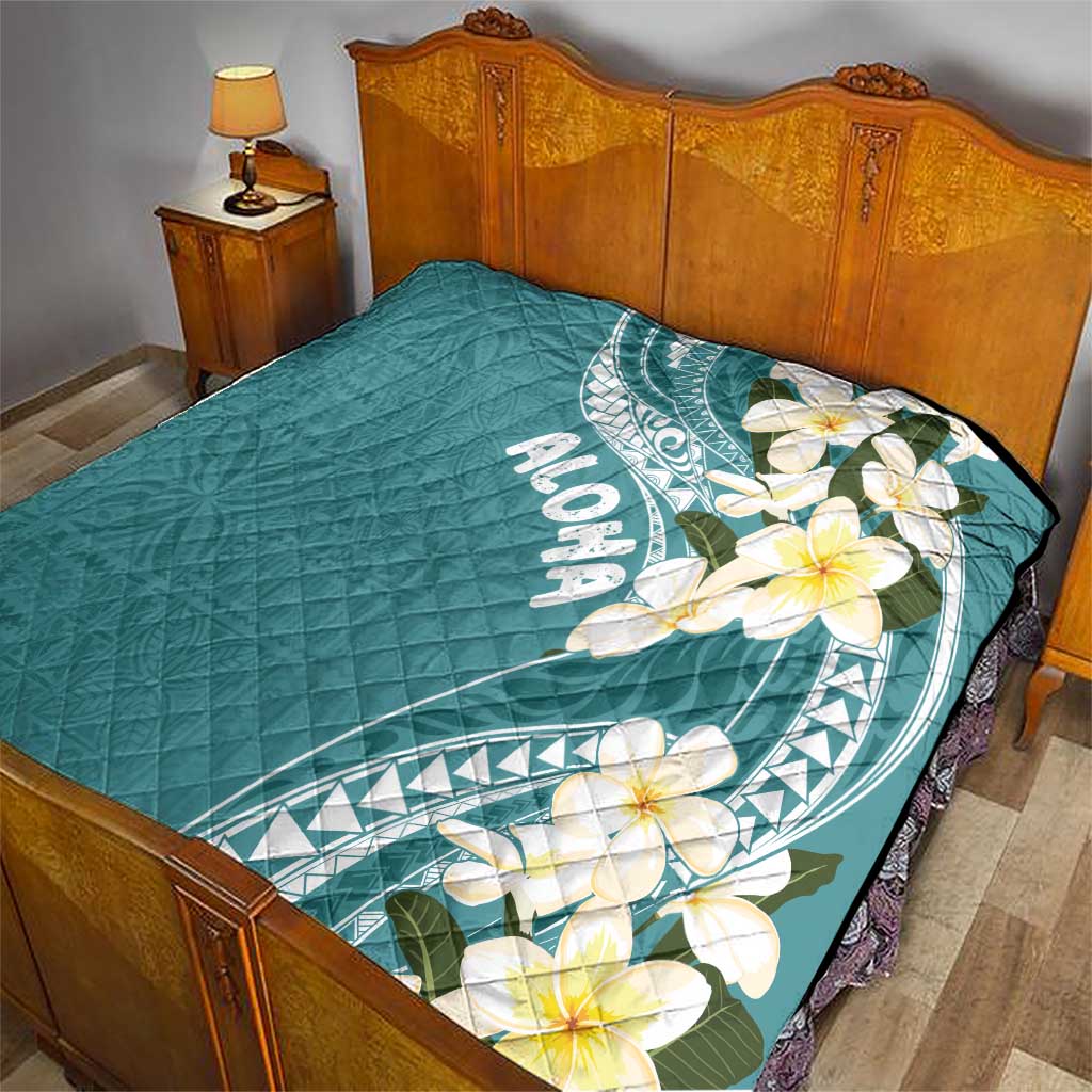 Aloha Hawaii Festive Quilt Frangipani Lace Classic - Teal LT7 - Polynesian Pride