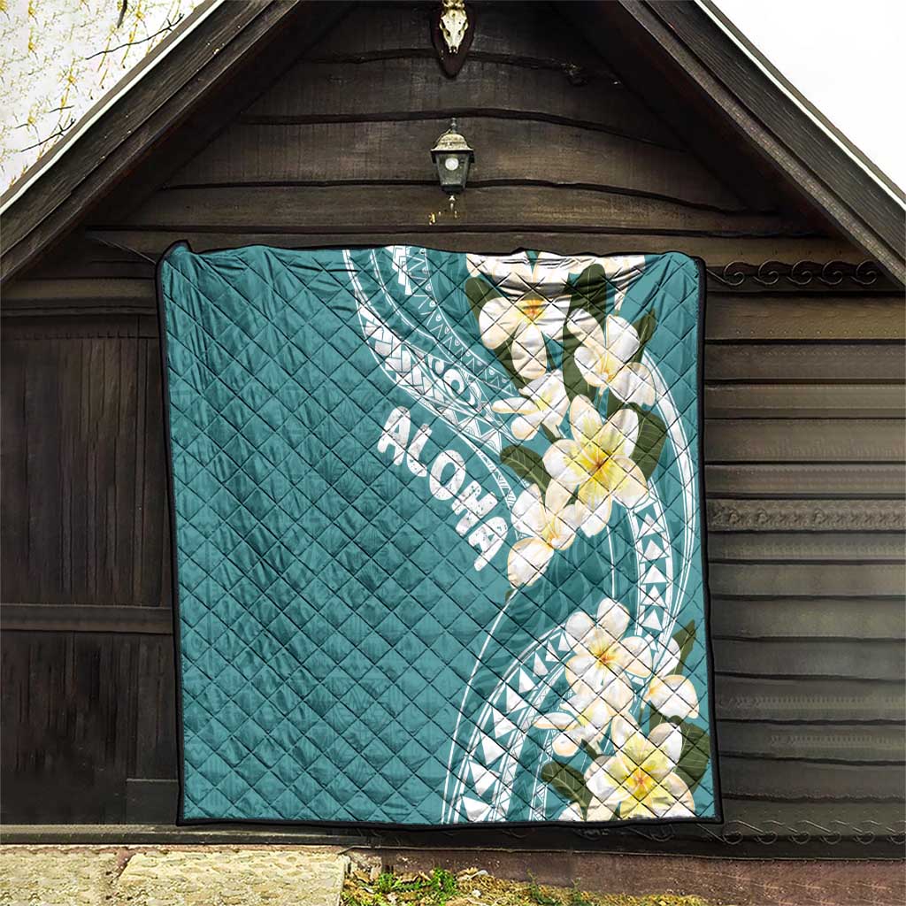 Aloha Hawaii Festive Quilt Frangipani Lace Classic - Teal LT7 - Polynesian Pride