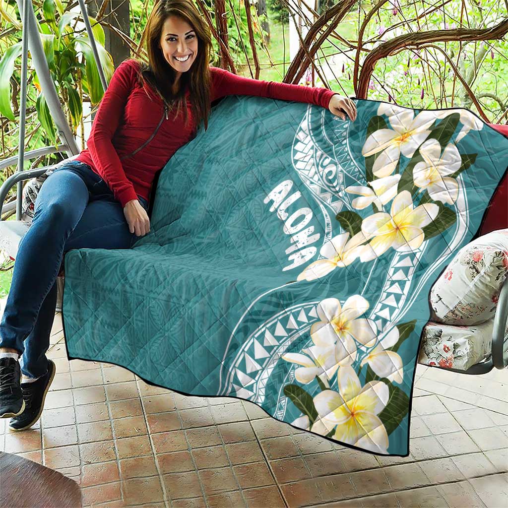 Aloha Hawaii Festive Quilt Frangipani Lace Classic - Teal LT7 - Polynesian Pride