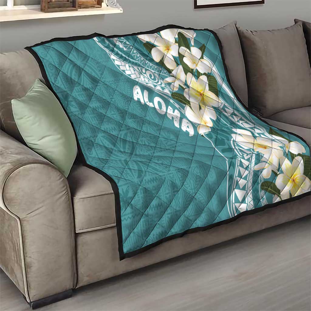 Aloha Hawaii Festive Quilt Frangipani Lace Classic - Teal LT7 - Polynesian Pride