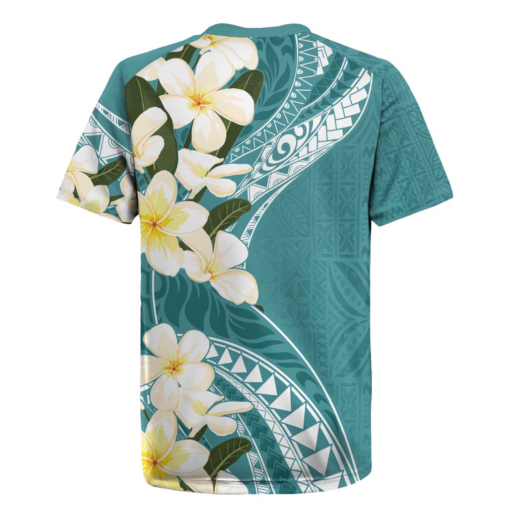 Aloha Hawaii Festive Rugby Jersey Frangipani Lace Classic - Teal LT7 - Polynesian Pride