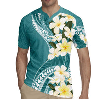 Aloha Hawaii Festive Rugby Jersey Frangipani Lace Classic - Teal LT7 - Polynesian Pride