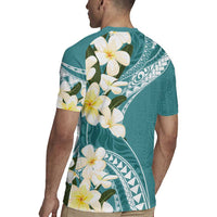 Aloha Hawaii Festive Rugby Jersey Frangipani Lace Classic - Teal LT7 - Polynesian Pride
