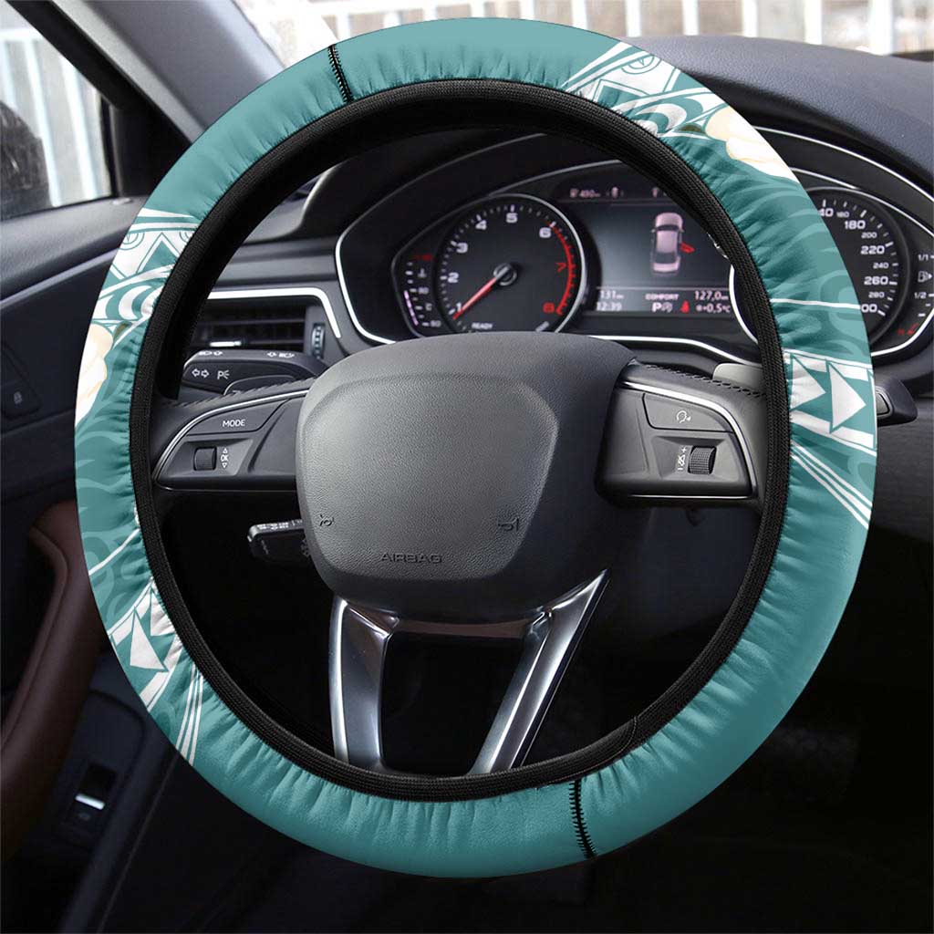 Aloha Hawaii Festive Steering Wheel Cover Frangipani Lace Classic - Teal LT7 - Polynesian Pride
