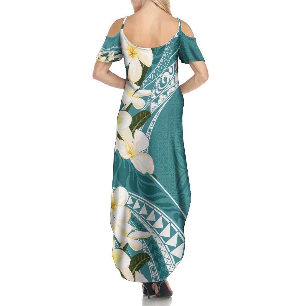 Aloha Hawaii Festive Summer Maxi Dress Frangipani Lace Classic - Teal LT7 - Polynesian Pride