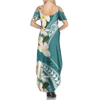 Aloha Hawaii Festive Summer Maxi Dress Frangipani Lace Classic - Teal LT7 - Polynesian Pride