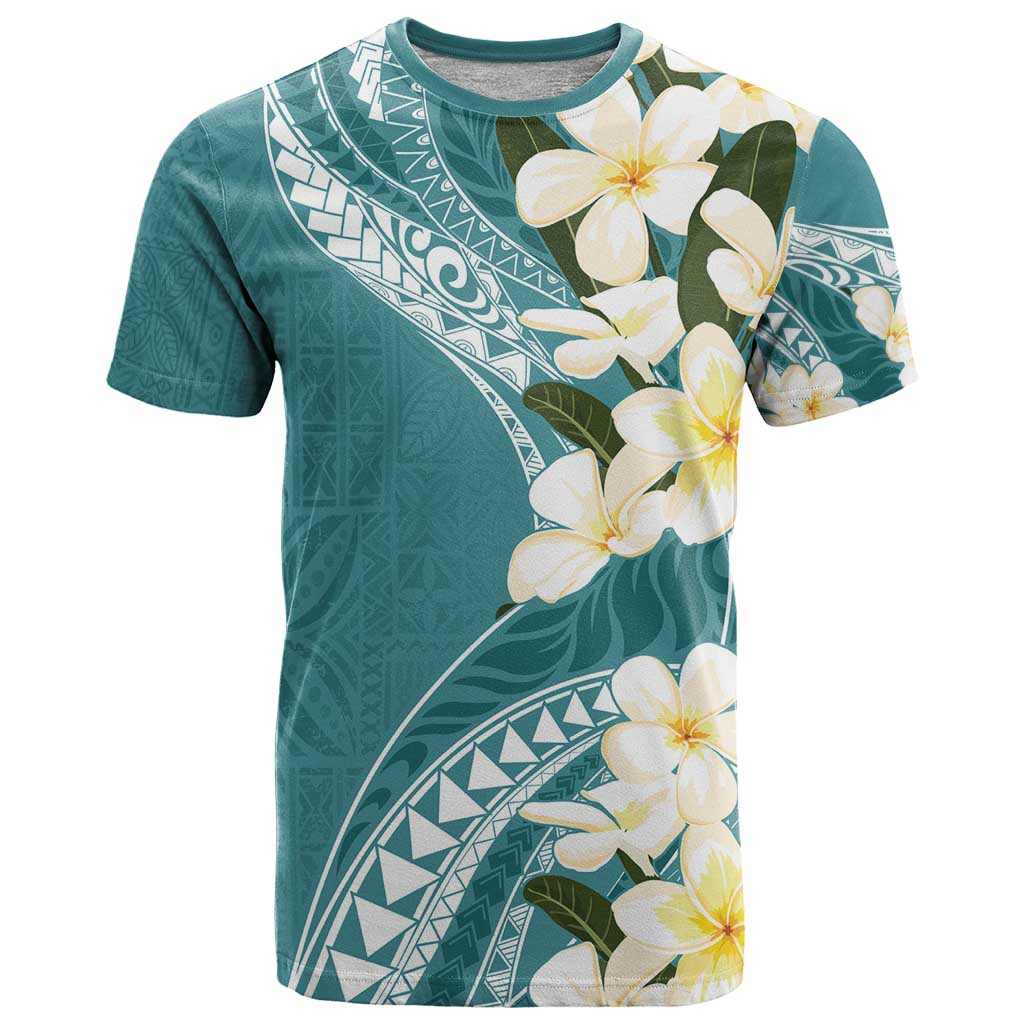 Aloha Hawaii Festive T Shirt Frangipani Lace Classic - Teal LT7 Teal - Polynesian Pride