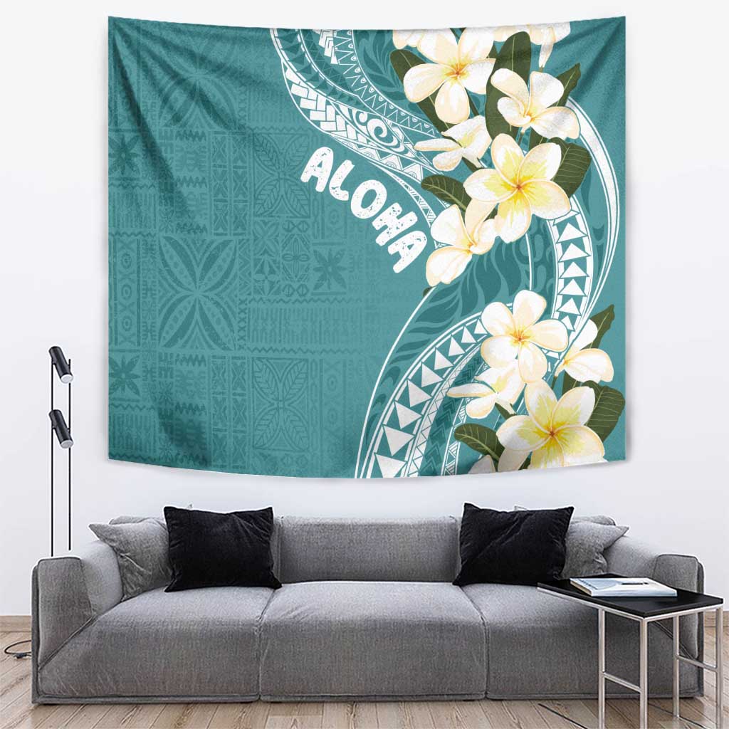 Aloha Hawaii Festive Tapestry Frangipani Lace Classic - Teal LT7 Teal - Polynesian Pride