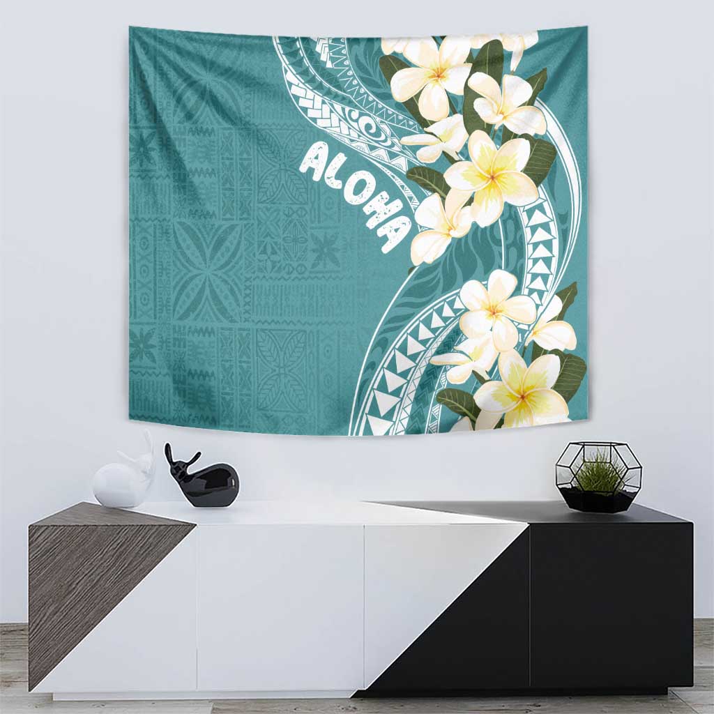 Aloha Hawaii Festive Tapestry Frangipani Lace Classic - Teal LT7 - Polynesian Pride