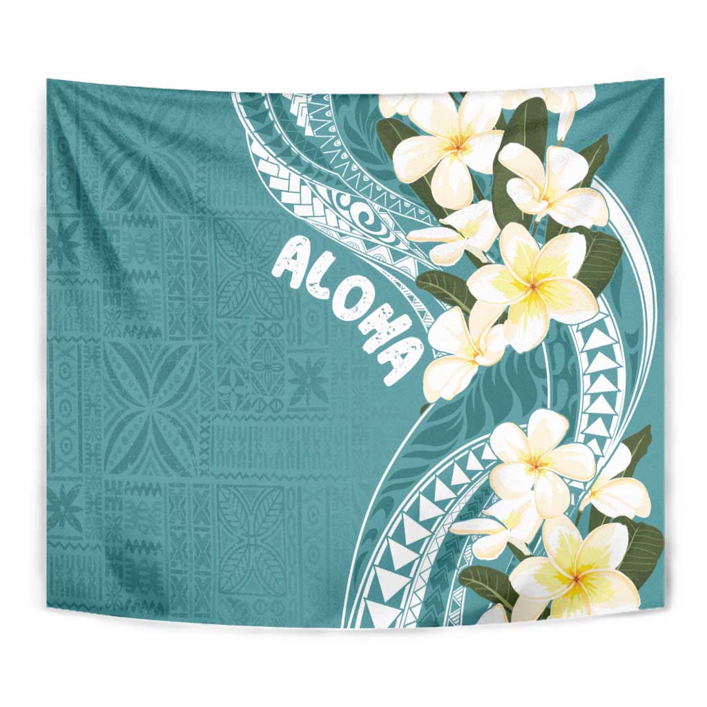 Aloha Hawaii Festive Tapestry Frangipani Lace Classic - Teal LT7 - Polynesian Pride