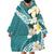 Aloha Hawaii Festive Wearable Blanket Hoodie Frangipani Lace Classic - Teal