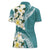 Aloha Hawaii Festive Women Polo Shirt Frangipani Lace Classic - Teal