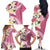 Aloha Hawaii Festive Family Matching Off The Shoulder Long Sleeve Dress and Hawaiian Shirt Frangipani Lace Classic - Rosy