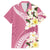 Aloha Hawaii Festive Family Matching Off The Shoulder Long Sleeve Dress and Hawaiian Shirt Frangipani Lace Classic - Rosy