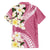 Aloha Hawaii Festive Family Matching Off The Shoulder Long Sleeve Dress and Hawaiian Shirt Frangipani Lace Classic - Rosy